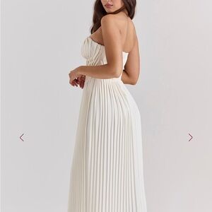 House of CB Amorata Strapless Pleated Maxi Dress in Ivory